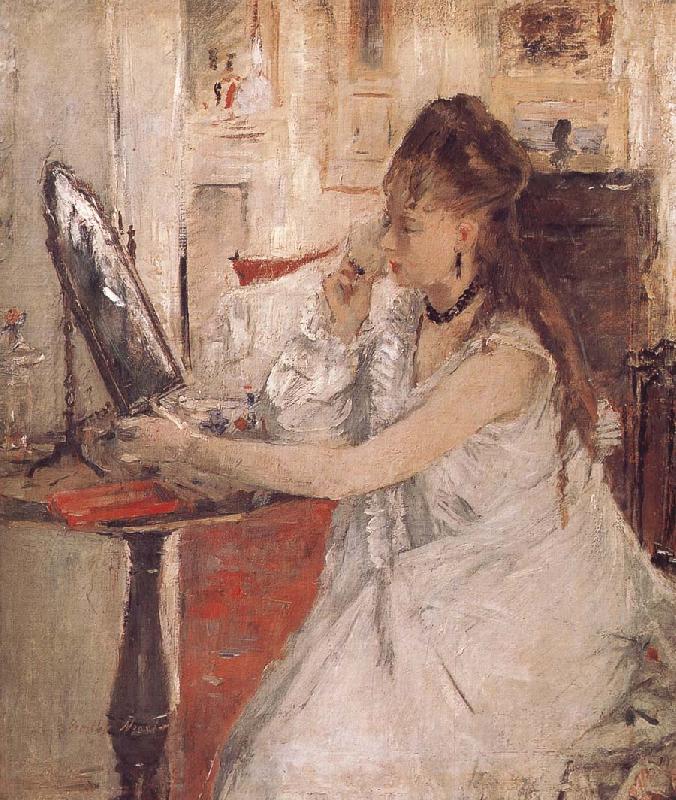Berthe Morisot Woamn is Making up France oil painting art